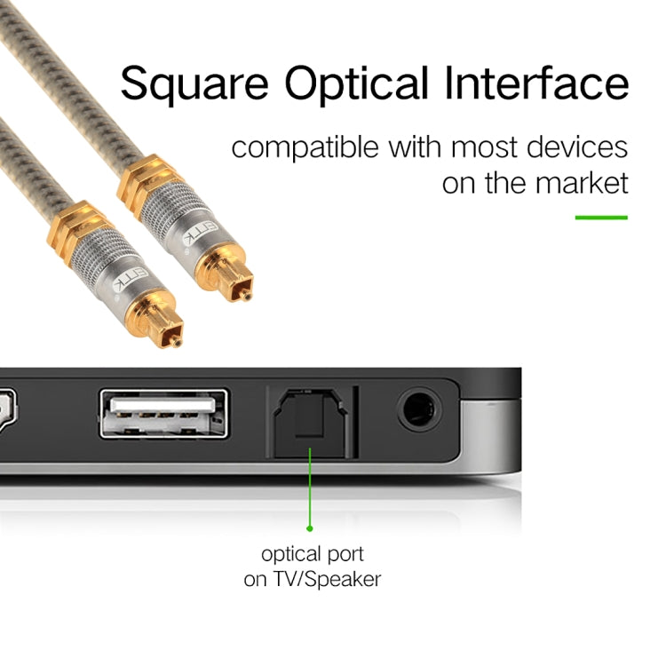 EMK YL-A 3m OD8.0mm Gold Plated Metal Head Toslink Male to Male Digital Optical Audio Cable, Length: 3m