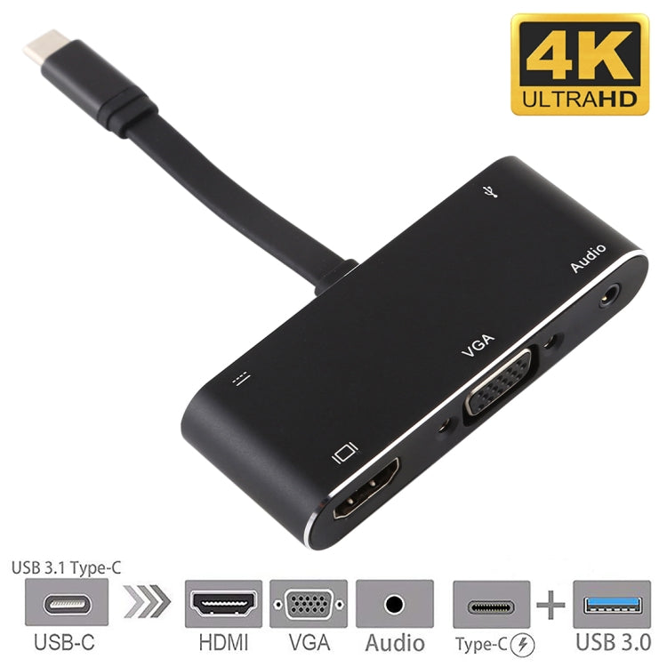 V126 USB-C / Type-C Stecker auf PD + HDMI + VGA + Audio + USB 3.0 Buchse 5-in-1 Adapter