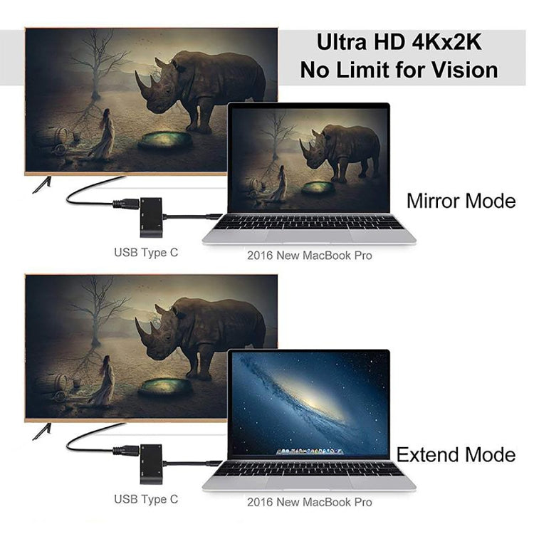 V126 USB-C / Type-C Stecker auf PD + HDMI + VGA + Audio + USB 3.0 Buchse 5-in-1 Adapter