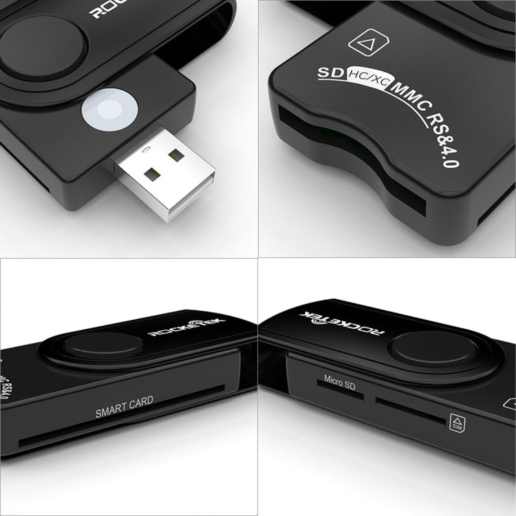 ROCKETEK CR310 USB 3.0 + TF-Karte + SD-Karte + SIM-Karte + Smartcard Multifunktionskartenleser, USB 3.0