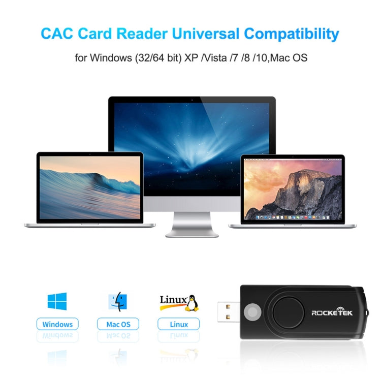 ROCKETEK CR310 USB 3.0 + TF-Karte + SD-Karte + SIM-Karte + Smartcard Multifunktionskartenleser, USB 3.0