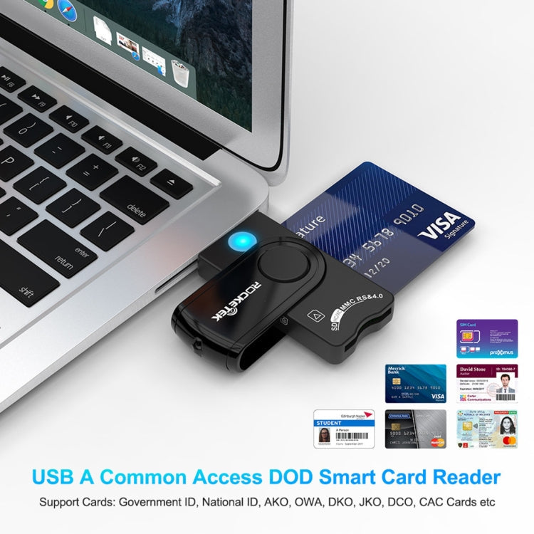 ROCKETEK CR310 USB 3.0 + TF-Karte + SD-Karte + SIM-Karte + Smartcard Multifunktionskartenleser, USB 3.0