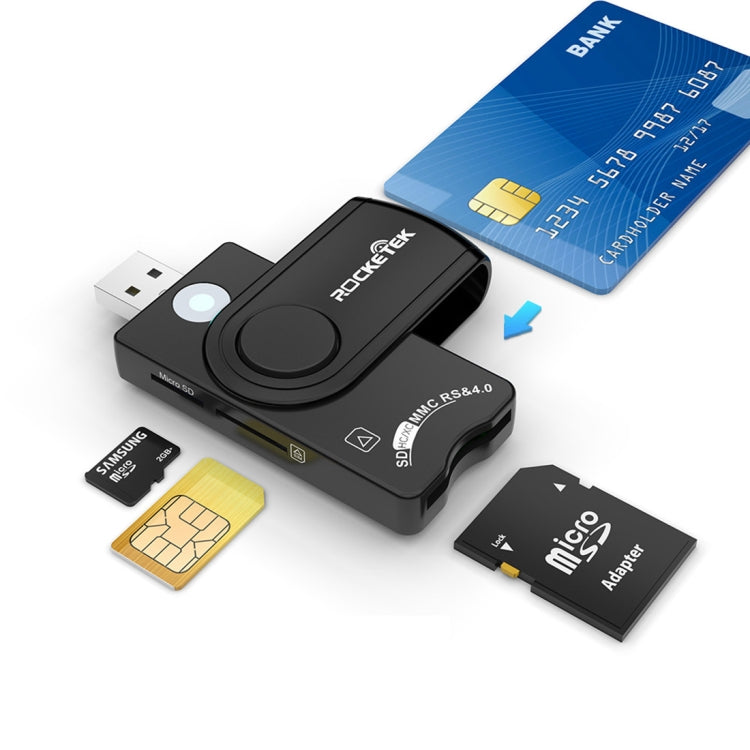 ROCKETEK CR310 USB 3.0 + TF-Karte + SD-Karte + SIM-Karte + Smartcard Multifunktionskartenleser, USB 3.0