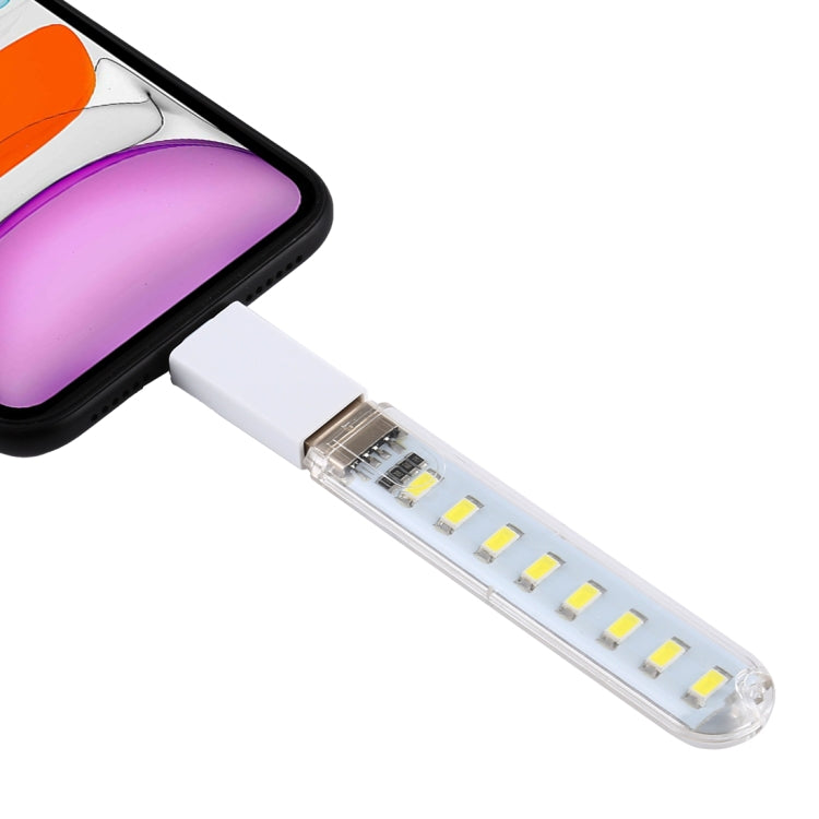8LEDs 5V 200LM USB LED Book Light Portable Night Light, with 8 Pin Adapter, with 8 Pin  Adapter