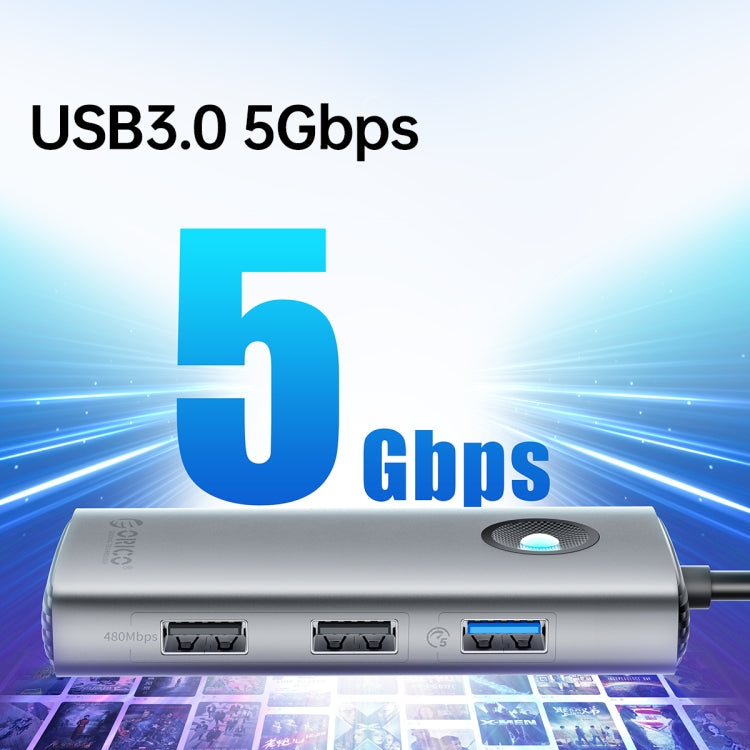 ORICO PW11-5P Type-C / USB-C 5-in-1 5Gbps Multifunction Docking Station(Silver)