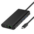 Onten 9591BD 8-in-1 USB-C-Hub: PD-Laden, Ethernet, USB 3.0, HDMI, VGA, SD-Karte, AUX (Schwarz)