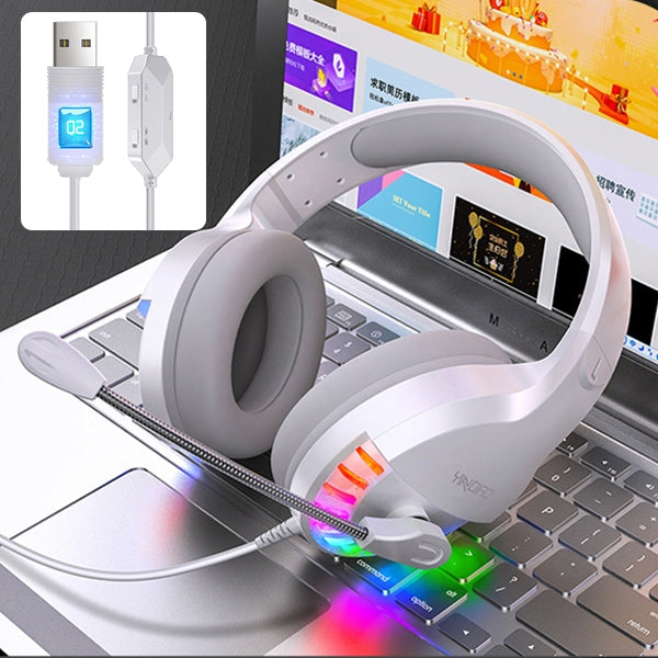 YINDIAO Q2 Kabelgebundenes Gaming-Headset mit Mikrofon für den Kopf, Version: Einzelne USB-Soundkarte, Q2 Einzelne USB-Soundkarte (Schwarz), Q2 Einzelne USB-Soundkarte (Weiß)