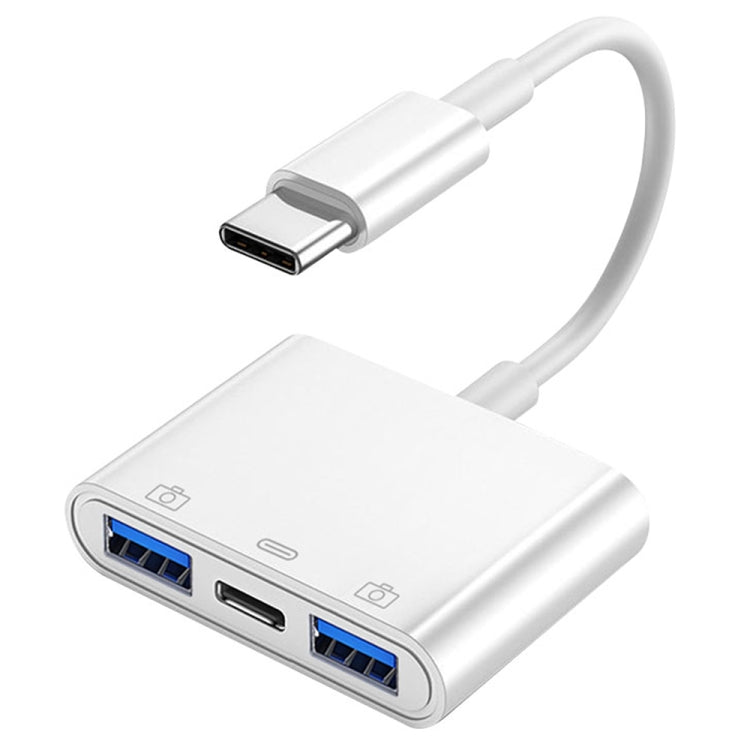 S-202 3-in-1 USB-C / Typ-C-Stecker auf Typ-C + 2 x USB-Buchse Kamera-Adapter