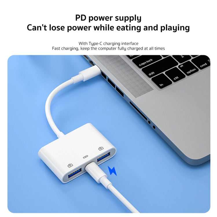 S-202 3-in-1 USB-C / Typ-C-Stecker auf Typ-C + 2 x USB-Buchse Kamera-Adapter