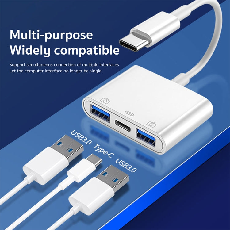 S-202 3-in-1 USB-C / Typ-C-Stecker auf Typ-C + 2 x USB-Buchse Kamera-Adapter
