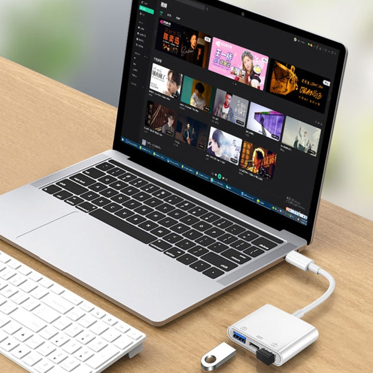 S-202 3-in-1 USB-C / Typ-C-Stecker auf Typ-C + 2 x USB-Buchse Kamera-Adapter