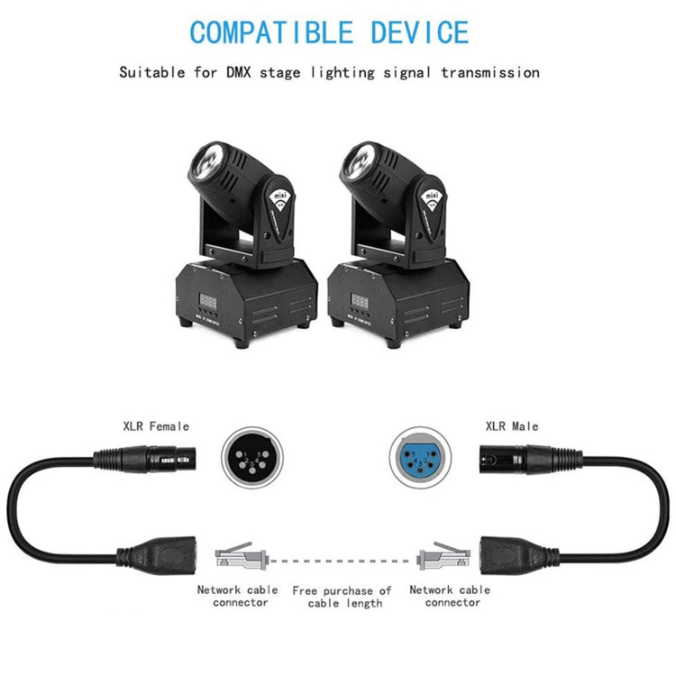 3-pin XLR Male to 2 x RJ45 Female Ethernet LAN Network Extension Cable, Cable Length: 30cm (Black)