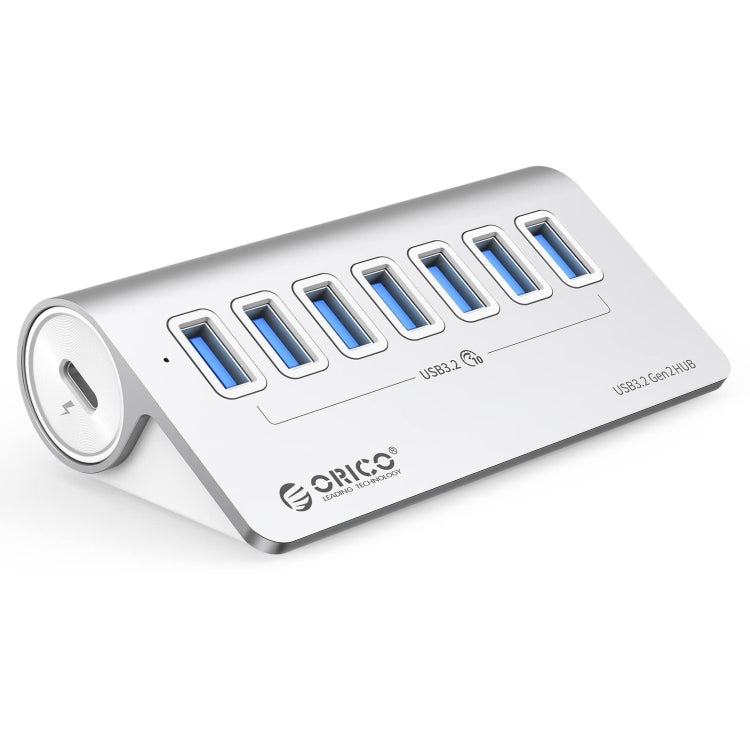 ORICO M3U7-G2 Aluminum Alloy 7-Port USB 3.2 Gen2 10Gbps HUB with 0.5m Cable, M3U7-G2 0.5m