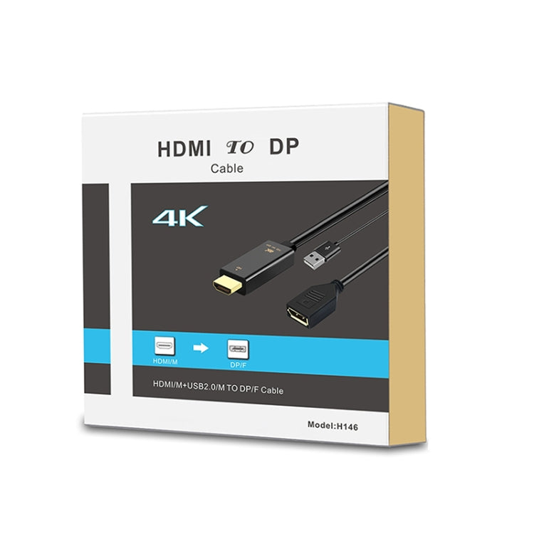 H146 HDMI-Stecker + USB 2.0-Stecker auf DisplayPort-Buchse Adapterkabel, Länge: 25 cm