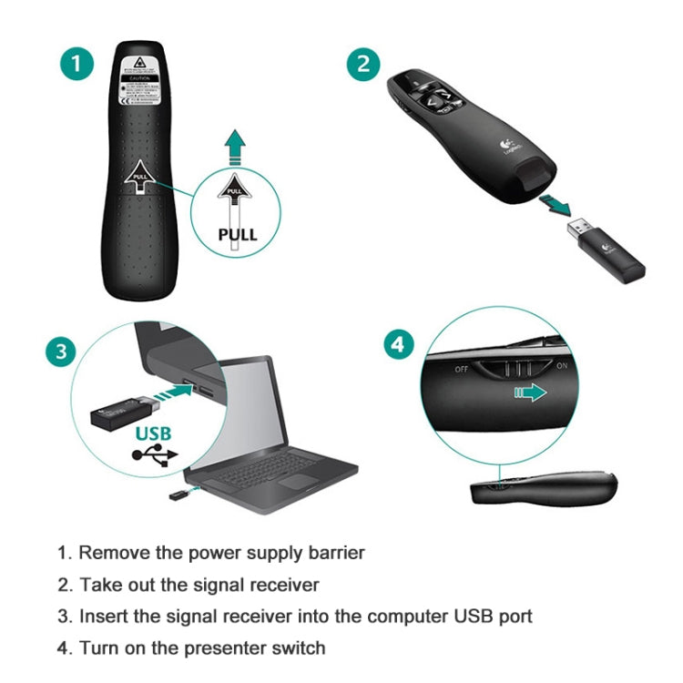 Logitech R400 2.4Ghz Wireless Presenter PPT Remote Control Pen, R400