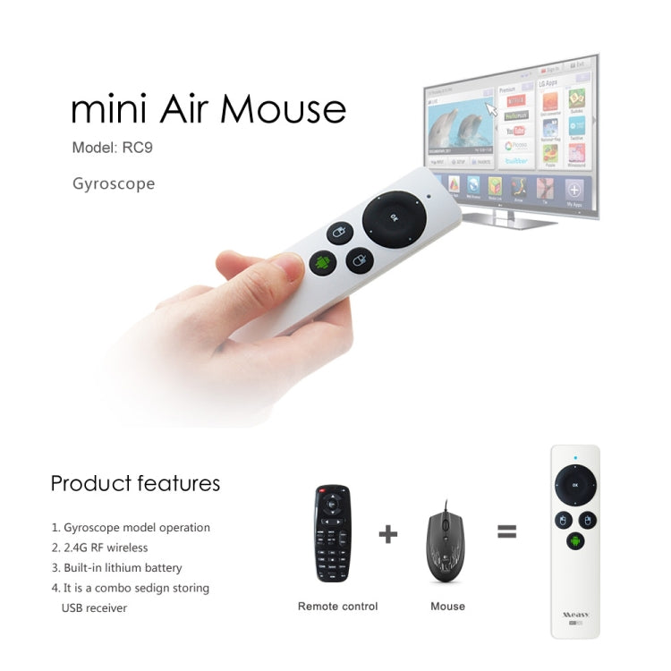 Measy RC9 2.4GHz Fly Air Mouse Wireless Keyboard Remote Control, RC9