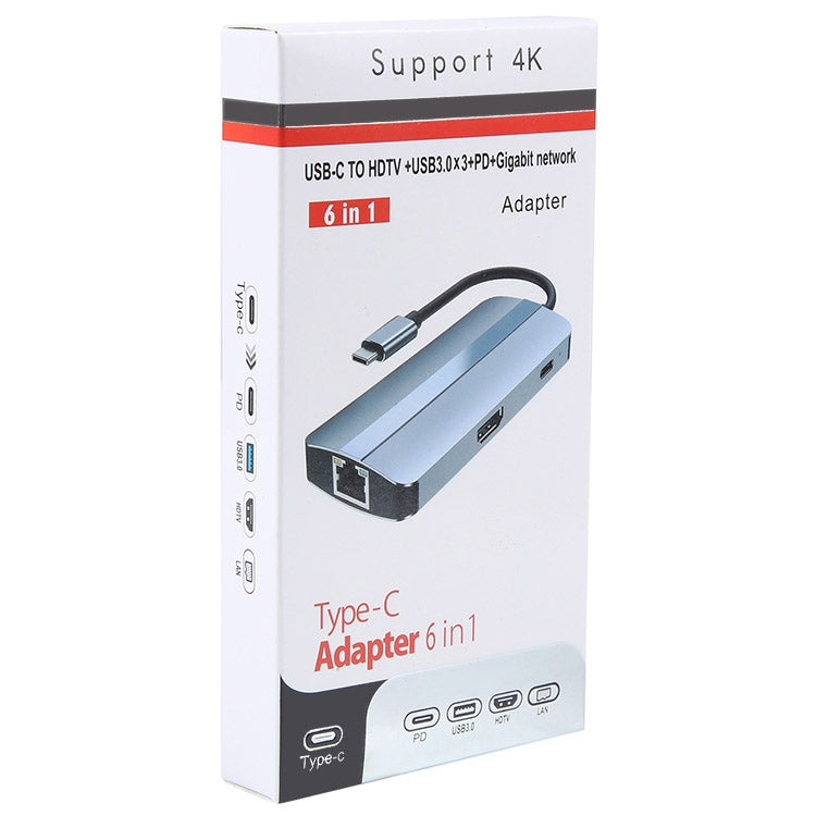 BYL-2209 6 in 1 USB-C / Type-C to USB Multifunctional Docking Station HUB Adapter, BYL-2209