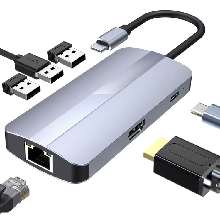 BYL-2209 6 in 1 USB-C / Type-C to USB Multifunctional Docking Station HUB Adapter, BYL-2209