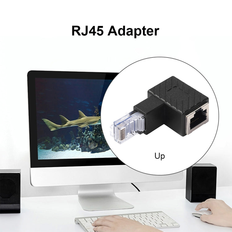 RJ45-Stecker-auf-Buchse-Konverter, 90-Grad-Winkeladapter zur Verlängerung von Cat5/Cat6-LAN-Ethernet-Netzwerkkabeln