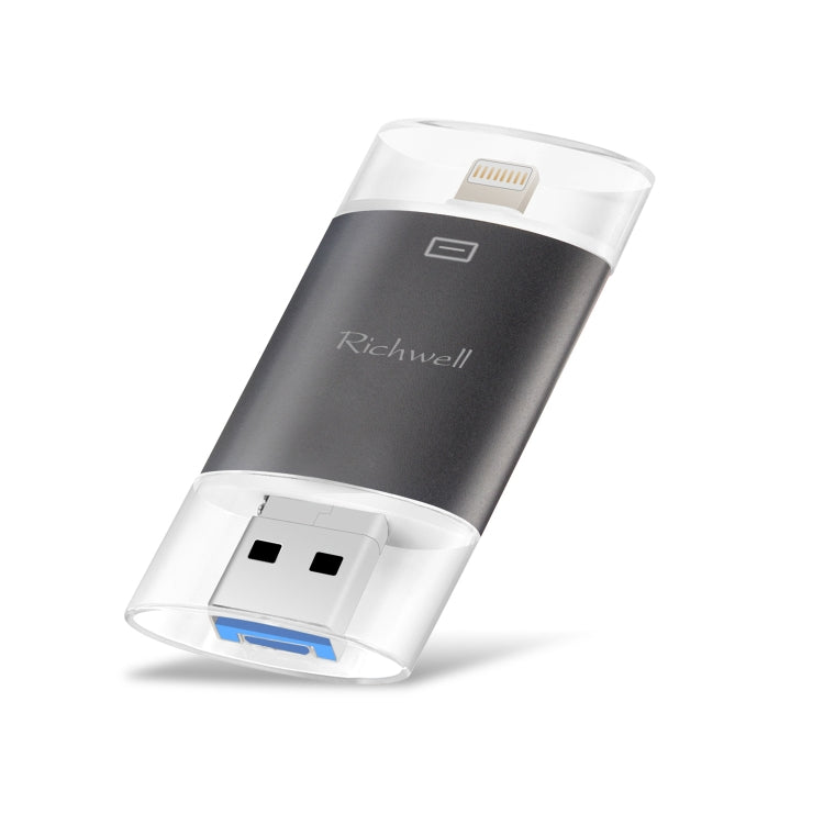 Richwell 3-in-1 128G Typ-C + 8-Pin + USB 3.0 Metall Double Cover Push-Pull Flash-Disk mit OTG-Funktion