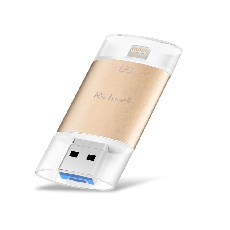 Richwell 3-in-1 128G Typ-C + 8-Pin + USB 3.0 Metall Double Cover Push-Pull Flash-Disk mit OTG-Funktion