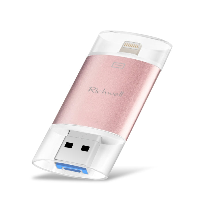 Richwell 3-in-1 128G Typ-C + 8-Pin + USB 3.0 Metall Double Cover Push-Pull Flash-Disk mit OTG-Funktion