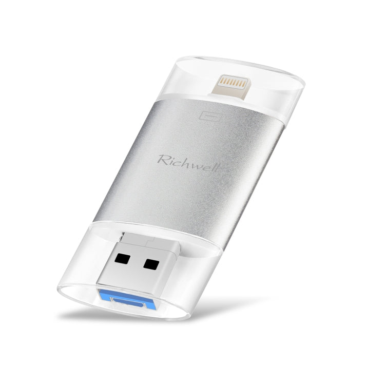 Richwell 3-in-1 128G Typ-C + 8-Pin + USB 3.0 Metall Double Cover Push-Pull Flash-Disk mit OTG-Funktion