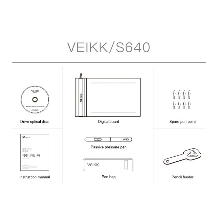 VEIKK S640 6x4 inch 5080 LPI Electronic Graphic Tablet, S640