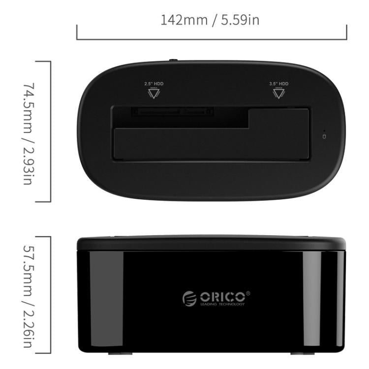 ORICO USB 3.0 Typ-B auf SATA externes Festplatten-Dock für 2,5 Zoll / 3,5 Zoll SATA HDD / SSD, 1 Einschub
