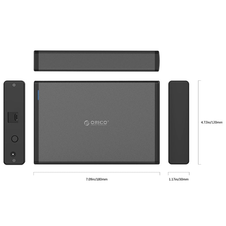 ORICO 7688C3 8TB 3,5 Zoll USB-C / Typ-C mobiles HDD-Gehäuse mit abnehmbarem Standfuß, Kabellänge: 1m