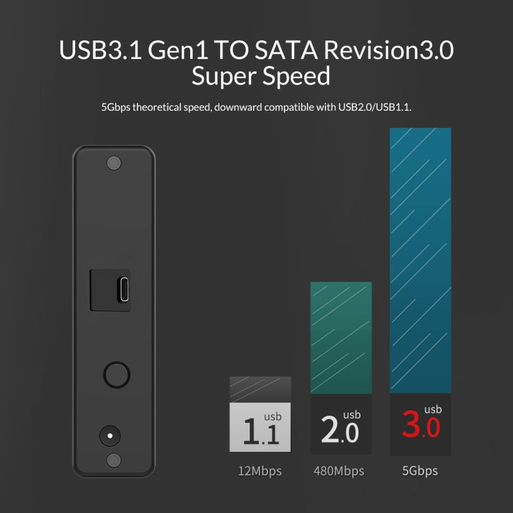 ORICO 7688C3 8TB 3,5 Zoll USB-C / Typ-C mobiles HDD-Gehäuse mit abnehmbarem Standfuß, Kabellänge: 1m