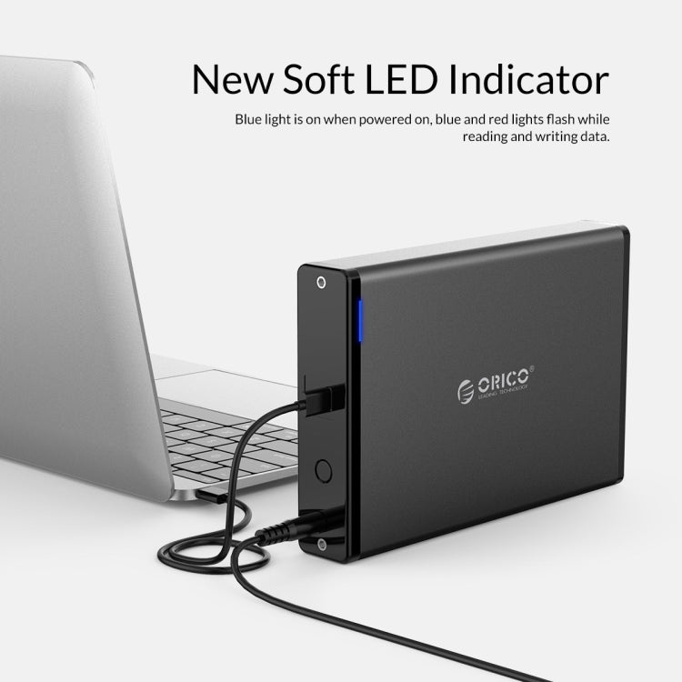 ORICO 7688C3 8TB 3,5 Zoll USB-C / Typ-C mobiles HDD-Gehäuse mit abnehmbarem Standfuß, Kabellänge: 1m