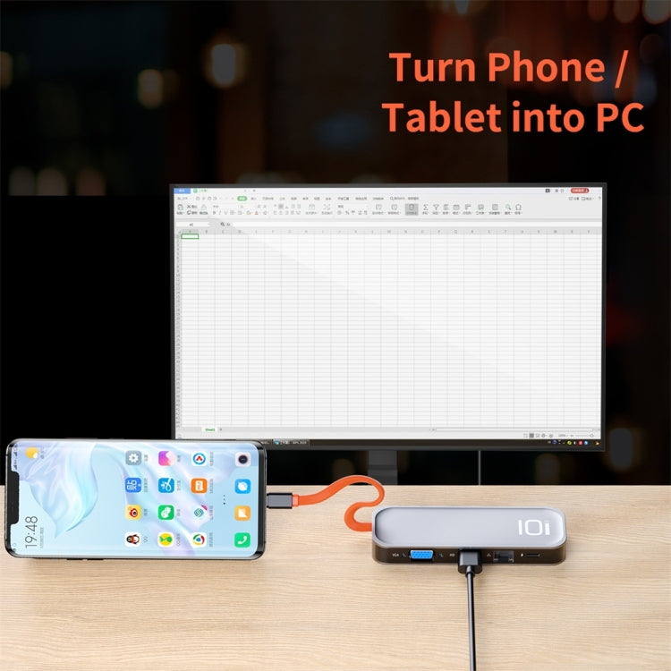 ROCK TR01 10 In 1 Type-C / USB-C to HDMI + VGA Multifunctional Extension HUB Adapter, TR01