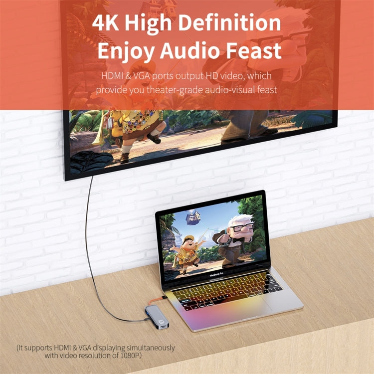 ROCK TR01 10 In 1 Type-C / USB-C to HDMI + VGA Multifunctional Extension HUB Adapter, TR01