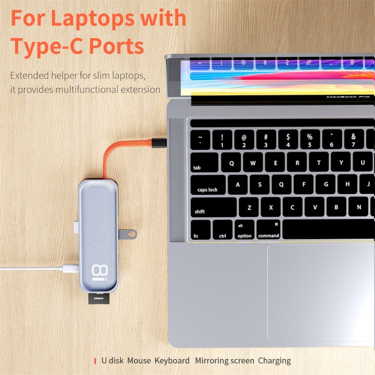 ROCK TR03 8 In 1 Type-C / USB-C to HDMI Multifunctional Extension HUB Adapter, TR03