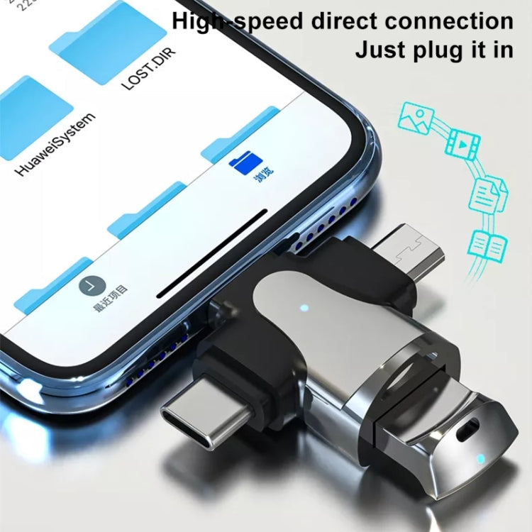 3-in-1 8 Pin + USB-C / Typ-C + Micro-USB Stecker auf USB 3.0 Buchse Zinklegierung Adapter