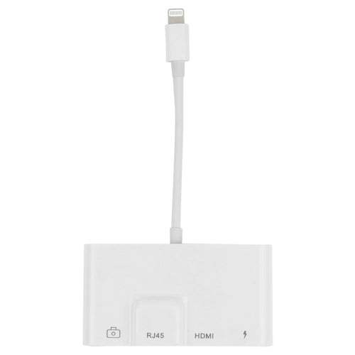 4 in 1 8 Pin Male to 8 Pin Power + RJ45 Ethernet + HDMI + USB Camera Female OTG Digital AV Adapter, RJ45 Ethernet