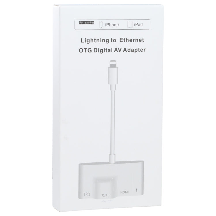 4 in 1 8 Pin Male to 8 Pin Power + RJ45 Ethernet + HDMI + USB Camera Female OTG Digital AV Adapter, RJ45 Ethernet