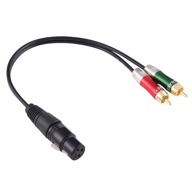 30cm Metal Head 3 Pin XLR CANNON Female to 2 RCA Male Audio Connector Adapter Cable for Microphone / Audio Equipment, 2 RCA Male