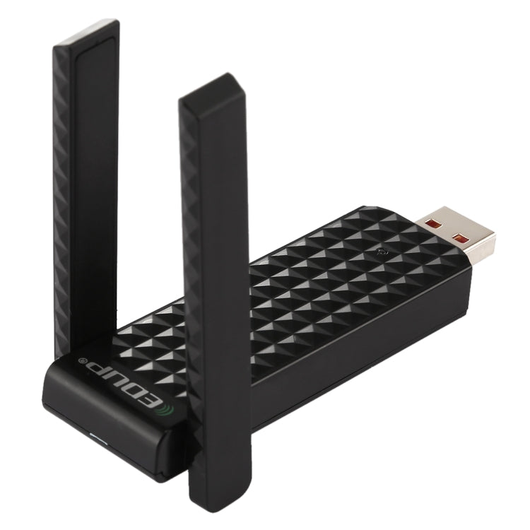 EDUP EP-AC1625 600Mbps 2,4G / 5,8GHz Dual-Band Wireless 11AC USB 2.0 Adapter Netzwerkkarte mit 2 Antennen für Laptop / PC (Schwarz)