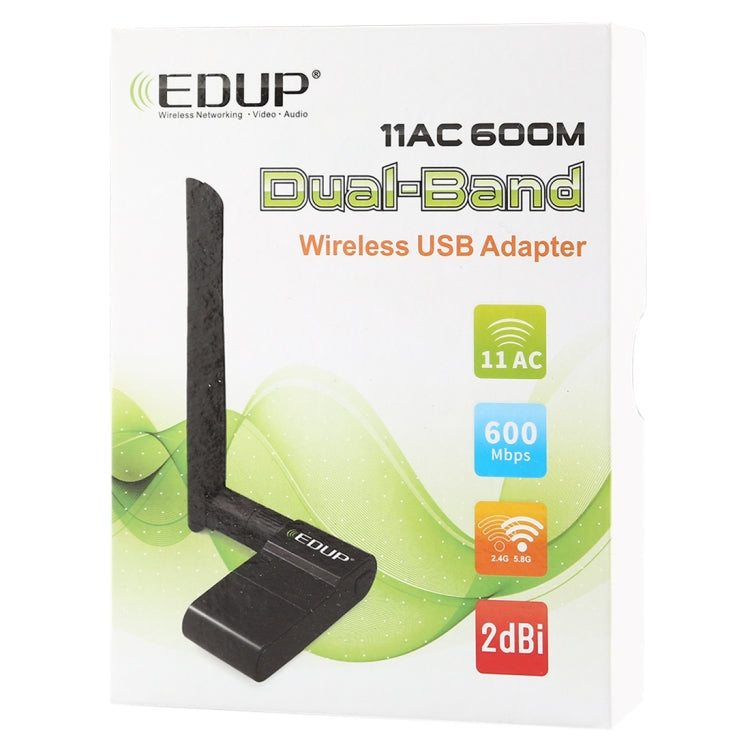EDUP EP-AC1635 600 MBit/s Dual Band Wireless 11AC USB-Ethernet-Adapter 2dBi-Antenne für Laptop/PC, EP-AC1635