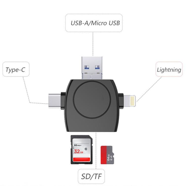 X-Flash R01 3 in 1 8 Pin + USB-C / Type-C + Micro USB Interface SD / TF Card Reader