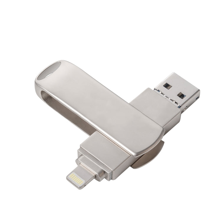 Richwell 3-in-1 128G Micro USB + 8 Pin + USB 3.0 Metall-Dreh-Schiebe-Flash-Disk mit OTG-Funktion, 128G