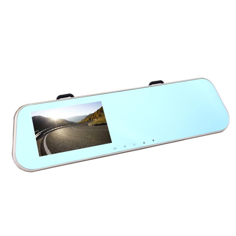 Linke Bildschirmanzeige Rückspiegel Fahrzeug-DVR, Allwinner-Programme, 2 x Kameras 1080P HD 140 Grad Weitwinkel, Unterstützung von GPS-Anschluss / Bewegungserkennung / Nachtsicht / TF-Karte / G-Sensor, Rückspiegel-Fahrzeug-DVR