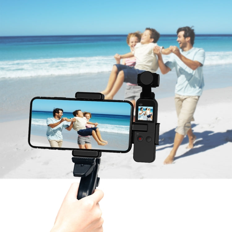 PULUZ Smartphone-Befestigungsklemme 1/4 Zoll Halterung + Griff klappbares Stativ-Kit für DJI OSMO Pocket / Pocket 2, Klemme+Stativ