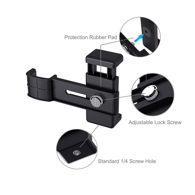 PULUZ Smartphone-Befestigungsklemme 1/4 Zoll Halterung + Griff klappbares Stativ-Kit für DJI OSMO Pocket / Pocket 2, Klemme+Stativ
