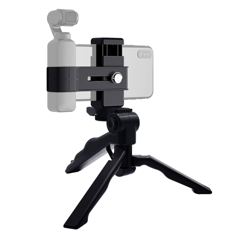 PULUZ Smartphone-Befestigungsklemme 1/4 Zoll Halterung + Griff klappbares Stativ-Kit für DJI OSMO Pocket / Pocket 2, Klemme+Stativ