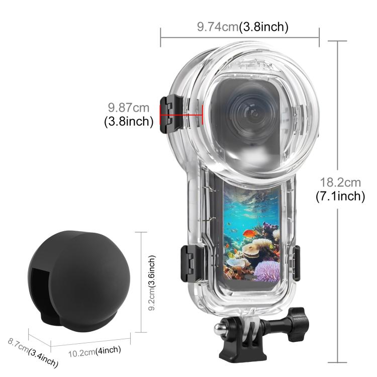 For Insta360 X5 PULUZ 60m Waterproof Sealed Diving Case with Silicone Lens Cover, Diving Case with Silicone Lens Cover