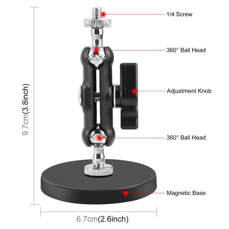 PULUZ Magnetische Pea-Style Clip-Halterung mit Adapter und langer Schraube, Magnetische Pea-Style Clip-Halterung