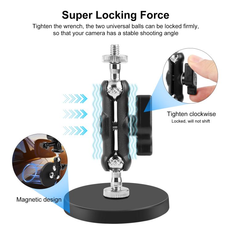 PULUZ Magnetische Pea-Style Clip-Halterung mit Adapter und langer Schraube, Magnetische Pea-Style Clip-Halterung